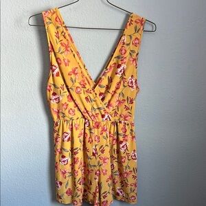 Floral Yellow Sleeveless Romper